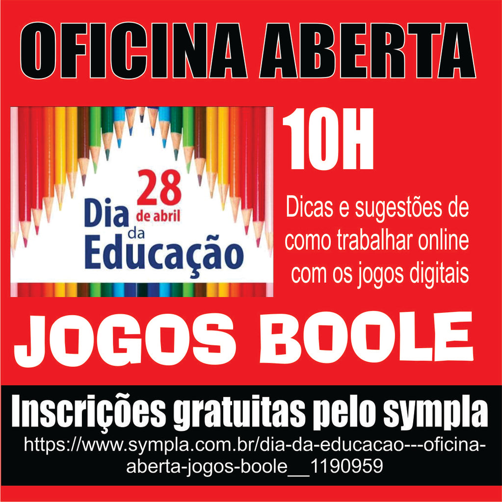Jogos Boole lança atividades pedagógicas em oficina aberta em 28/04